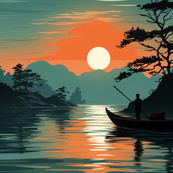 Boat at Sunset - Diamond Painting