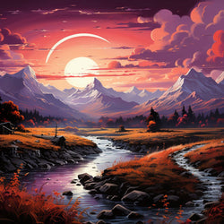 Forest River at Sunset - Diamond Painting