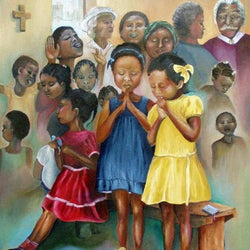 African Children Praying in Church Diamond Painting