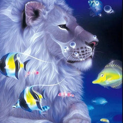 Lion & Fish Paint by Diamonds