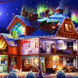 Beautiful Christmas House Paint by Diamonds