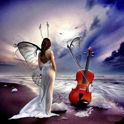 Angel Girl & Guitar Paint by Diamonds