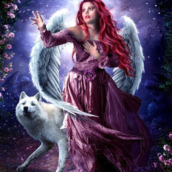 Angel Girl & White Wolf Diamond Painting