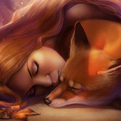 Beautiful Girl & Fox Paint by Diamonds