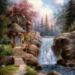 House by the Waterfall Paint by Diamonds