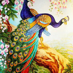 Beautiful Peafowl Pair Paint by Diamonds