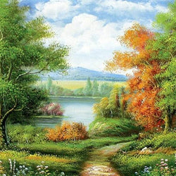 Beautiful Trees Along the Pathway Diamond Painting 