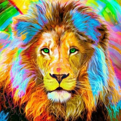 Big Lion with Colorful Hair Diamond Painting