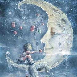Boy feeding Moon Diamond Painting