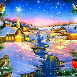 Cardinals in Winter Night Paint by Diamonds