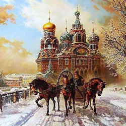 Castle & Horse Carriage Paint by Diamonds