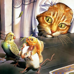 Cat is Ready to Attack Diamond Painting