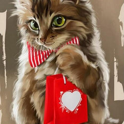 Cat with Gift Paint by Diamonds
