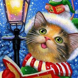 Christmas Cat Paint by Diamonds
