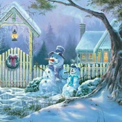 Christmas Eve & Snow Men Paint by Diamonds