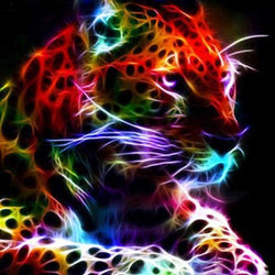 Colorful Neon Leopard Paint by Diamonds