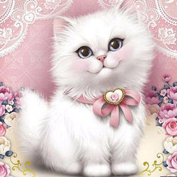 White Kitty Diamond Painting