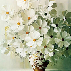 Elegant White Flowers in Vase Diamond Painting