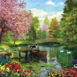 Forest Lake & Flowers Paint by Diamonds