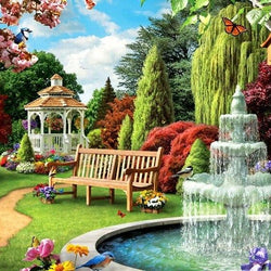 Fountain in Garden Painting Kit