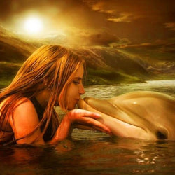 Girl Kissing the Dolphin Diamond Painting
