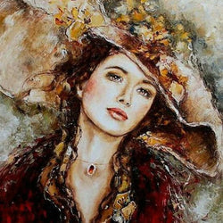 Girl in Beautiful Hat Diamond Painting