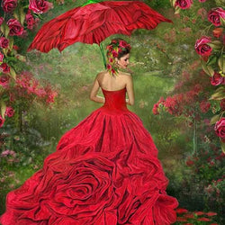 Gorgeous Girl in Rose Gown Diamond Painting