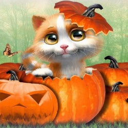 Happy Cat on Halloween Diamond Painting Kit
