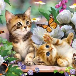 Kittens, Flowers & Butterflies Diamond Painting