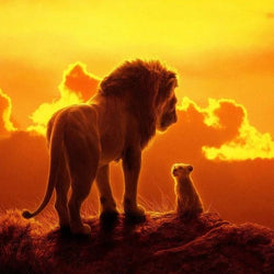 Lion & Cub on the Mountain Diamond Painting
