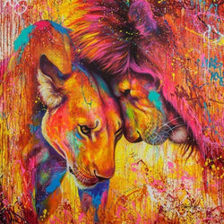 Lion and Lioness Painting with Diamond