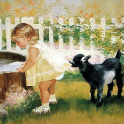 Little Girl with Lamb Diamond Painting Kit