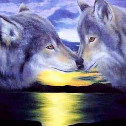 Loving Wolf Pair Paint by Diamonds