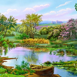 Natural View Scenery Painting with Diamond
