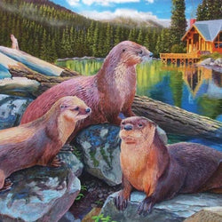 Otter Family Paint by Diamonds