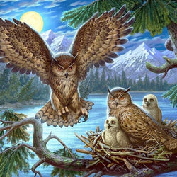 Owl Flying Back to Nest Diamond Painting Kit