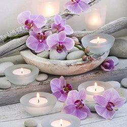 Purple Orchids & Candles Diamond Painting