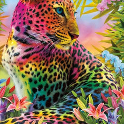 Rainbow Leopard & Flowers Paint by Diamonds
