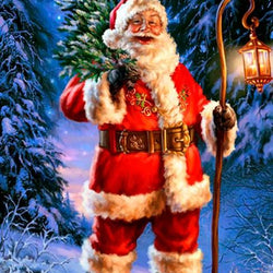 Santa Claus Carrying Christmas Tree Diamond Painting