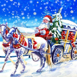Santa Claus in Horse Carriage Diamond Painting