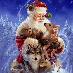 Santa Claus with Animal Friends Diamond Painting