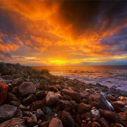 Seaside Rocks & Setting Sun Diamond Painting
