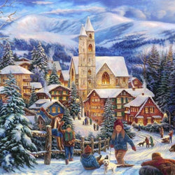 Sledding to Town Paint by Diamonds