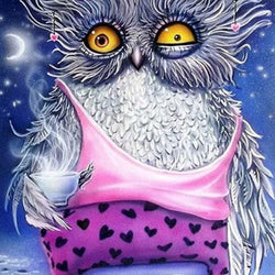 Sleepless Cartoon Owl Diamond Painting