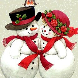 Snowman & Birds Pair Paint by Diamonds