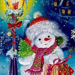 Snowman on Christmas DIY Painting