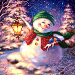 Snowman on Christmas Night Diamond Painting