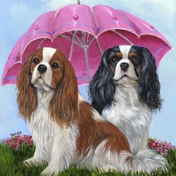Spaniels Under Umbrella Diamond Painting Kit