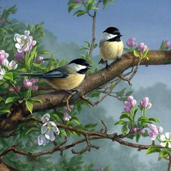 Sparrows on Tree Paint by Diamonds