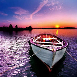 Sunset & Boat Paint by Diamonds